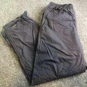 Vtg Nike Track Pants Mens M Gray Lined Windbreaker Warm Up Ankle Zip Y2K Baggy